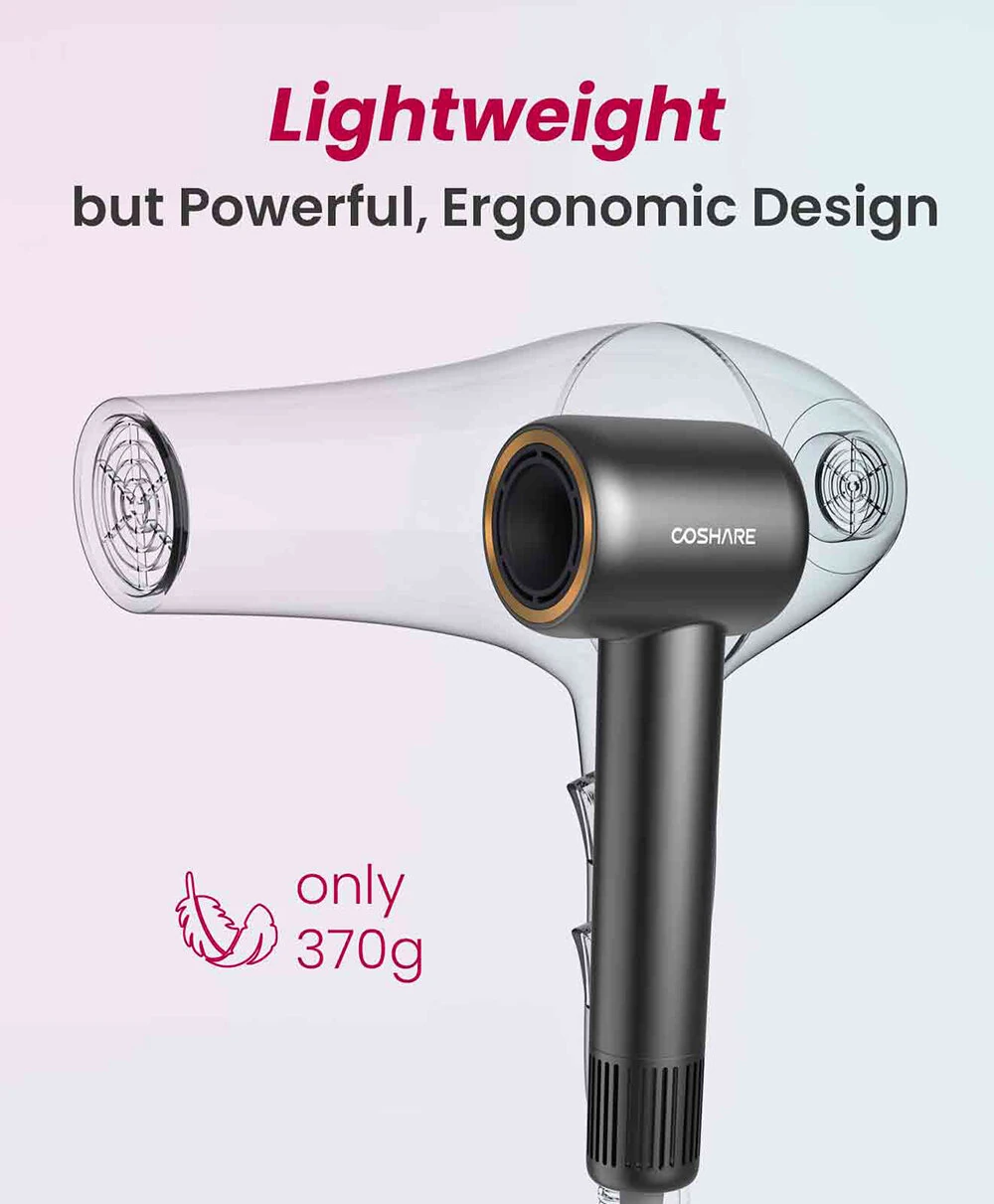 (image for) COSHARE HD10E High-Speed Hair Dryer 8 Billion Negative Ions 110,000 RPM Hair Dryer Lightweight Design EU Plug